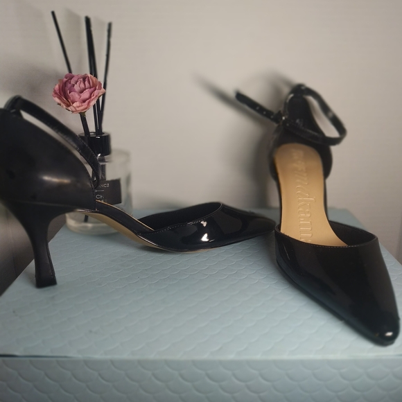 Norma Kamali Black Patent Heel Shoes - Picture 1 of 2